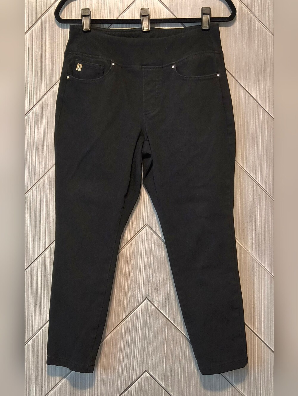 Belle by Kim Gravel 12P Black Pull On Skinny Jeans Stretch Denim Petite